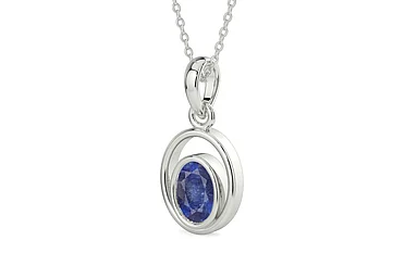 Sterling Silver Thailand Blue Sapphire Pendant Fine Quality (P12)