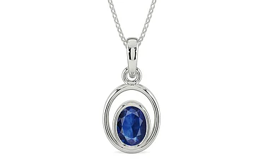 Sterling Silver Thailand Blue Sapphire Pendant Limited Quality (P12)