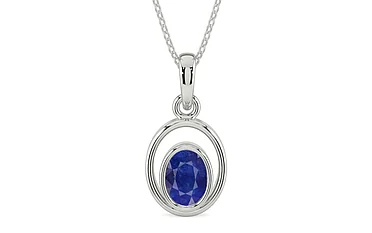 Sterling Silver Thailand Blue Sapphire Pendant Prime Quality (P12)