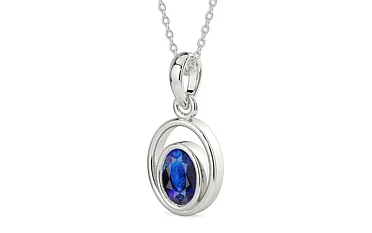 Sterling Silver Thailand Blue Sapphire Pendant Rare Quality (P12)