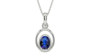 Sterling Silver Thailand Blue Sapphire Pendant Rare Quality (P12)