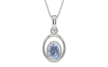 Sterling Silver Ceylon Blue Sapphire Pendant Fine Quality (P12)