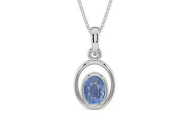 Sterling Silver Ceylon Blue Sapphire Pendant Prime Quality (P12)