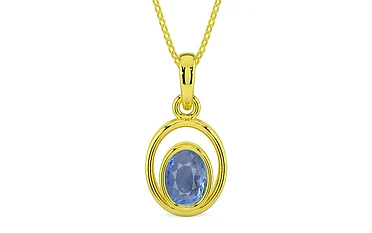 Panchdhatu Ceylon Blue Sapphire Pendant Prime Quality (P12)