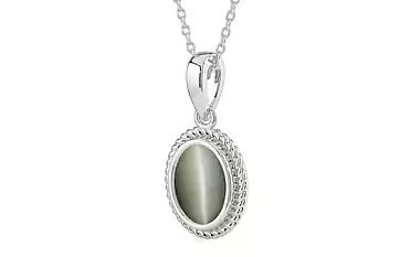Sterling Silver Cat's Eye Pendant Fine Quality (P7)