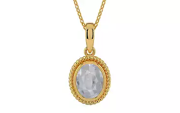 Gold Ceylon White Sapphire Pendant Fine Quality (P7)