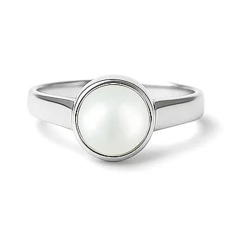 Stylish 925 Sterling Silver Pearl Gemstone Ring For Female