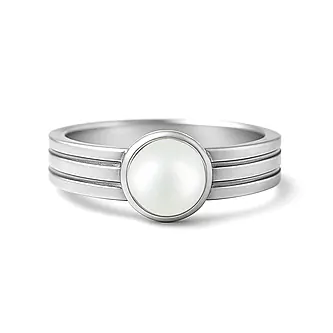 Vintage Sterling Silver Pearl Men’s Ring
