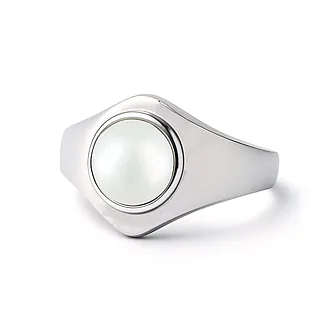 Elegant Sterling Silver Pearl Men’s Ring