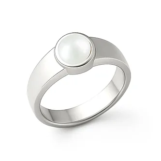 Authentic Sterling Silver Pearl Stone Ring For Men