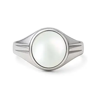 Classic Sterling Silver Pearl Gemstone Ring for Male