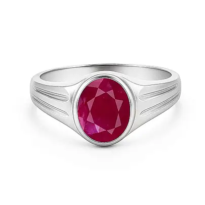 Premium Royal Sterling Silver Ruby (Manik) Ring for Her