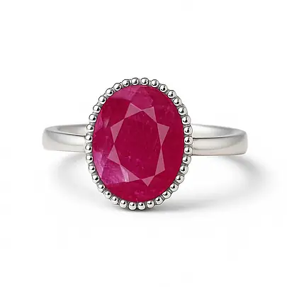 Modern Ruby Sterling Silver Ring for Women
