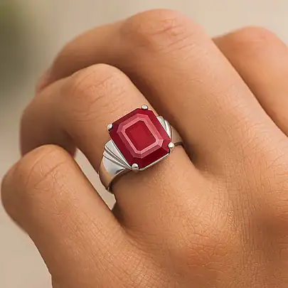 Vintage 925 Sterling Silver Ruby Men’s Ring