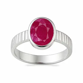 Classic Sterling Silver Ruby Gemstone Ring for Male
