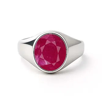 Oval Shape Ruby 925 Silver Ring for Men