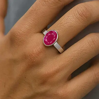 925 Sterling Silver Manik (Ruby) Ring for Him