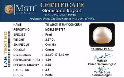 Keshi Pearl - 2.57 Carat Prime Quality  SSP-8787