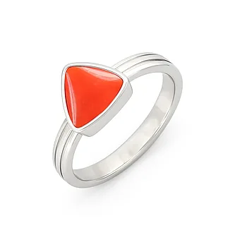 Vintage Sterling Silver Triangle Red Coral Men’s Ring