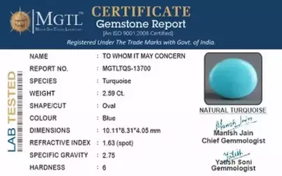 Arizona Turquoise - 2.59 Carat Prime Quality TQS-13700