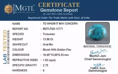 Irani Turquoise - 13.88 Carat Prime Quality TQS-13771