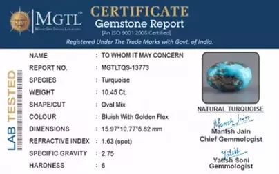 Irani Turquoise - 10.45 Carat Prime Quality TQS-13773