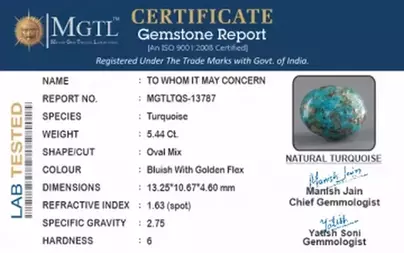 Irani Turquoise - 5.44 Carat Limited Quality TQS-13787