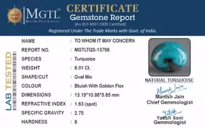 Irani Turquoise - 6.01 Carat Prime Quality TQS-13798