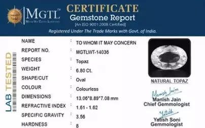 White Topaz - 6.80 Carat Prime Quality WT-14036