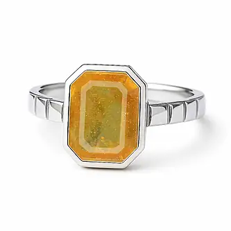Royal Collection Sterling Silver Yellow Sapphire Ring for Women