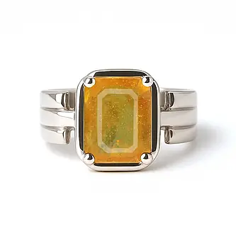 Elegant 925 Silver Pukhraj (Yellow Sapphire) Ring for Her