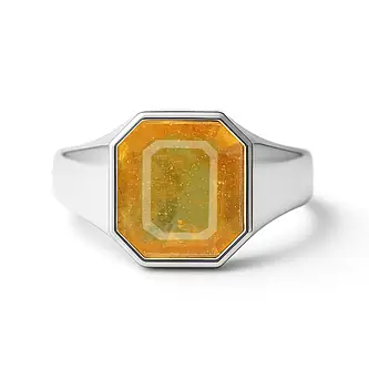 Bold & Stylish 925 Silver Yellow Sapphire Men’s Ring