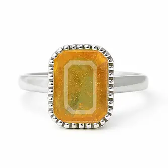Unique Crafted Sterling Silver Yellow Sapphire Stone Ring for Men