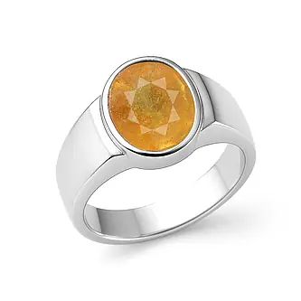 Premium 925 Sterling Silver Yellow Sapphire Stone Men’s Ring