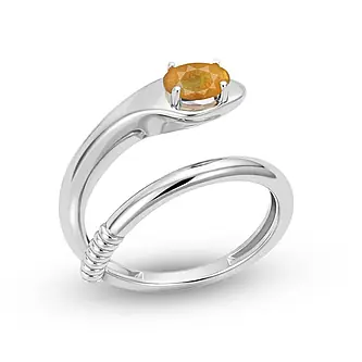 Serpent Silver Yellow Sapphire Ring For Men And Women