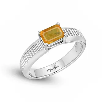 MGA Silver Bend Yellow Sapphire Ring For Him