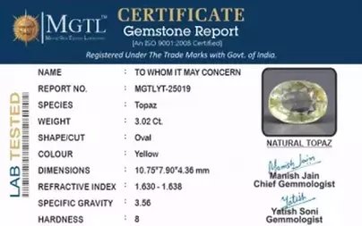 Natural Yellow Topaz - 3.02 Carat Prime Quality YT-25019